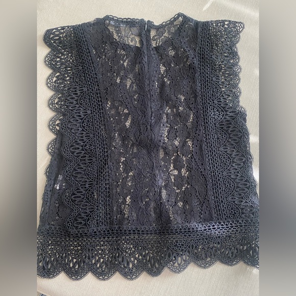 Zara Tops - Beautiful black lace blouse with scalloped edges from Zara